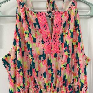 Buddy Love Neon Pink and Green Sleeveless Top